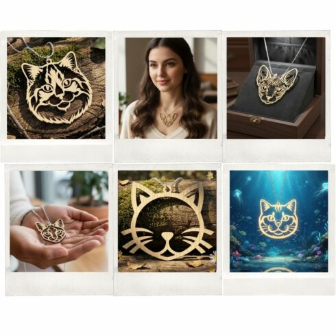 Cat Breed Pendant SVG Bundle - 13 Laser Cut Necklace Designs cover image.