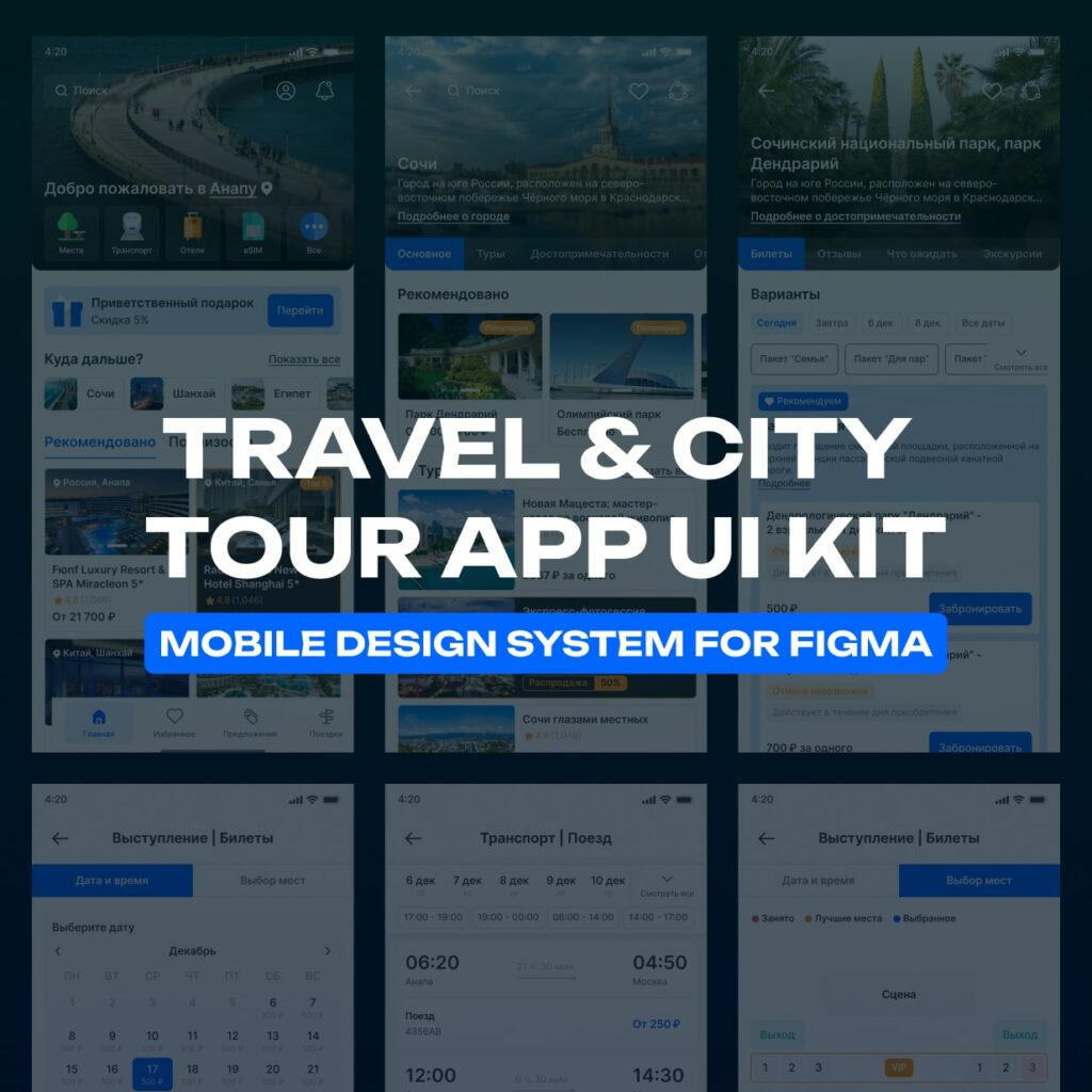 Travel & City Tour App UI Kit — Mobile Design System for Figma ...