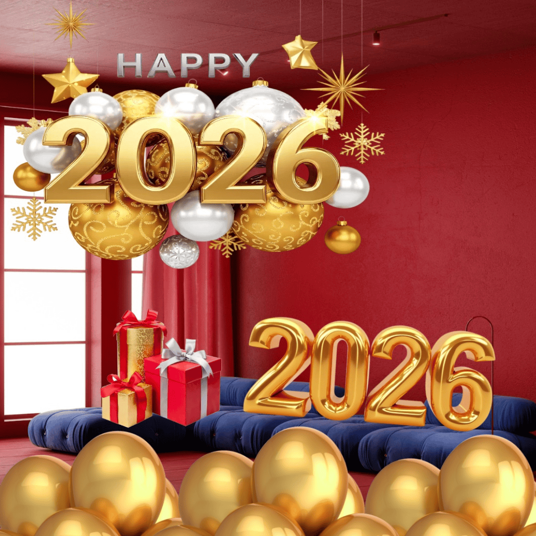 happy new year printable png bundle 2026, new year photobooth props, new  year template party bundle