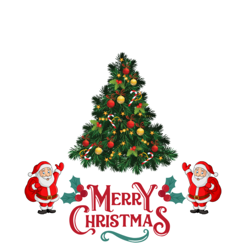 Merry Christmas T-Shirt Design with lighting Tree cover image.