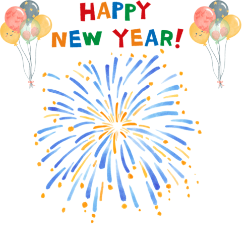 Happy New Year Celebration – Colorful Fireworks & Festive Balloons cover image.