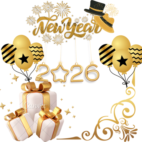 "New Year 2026 Golden Celebration Master Bundle" cover image.