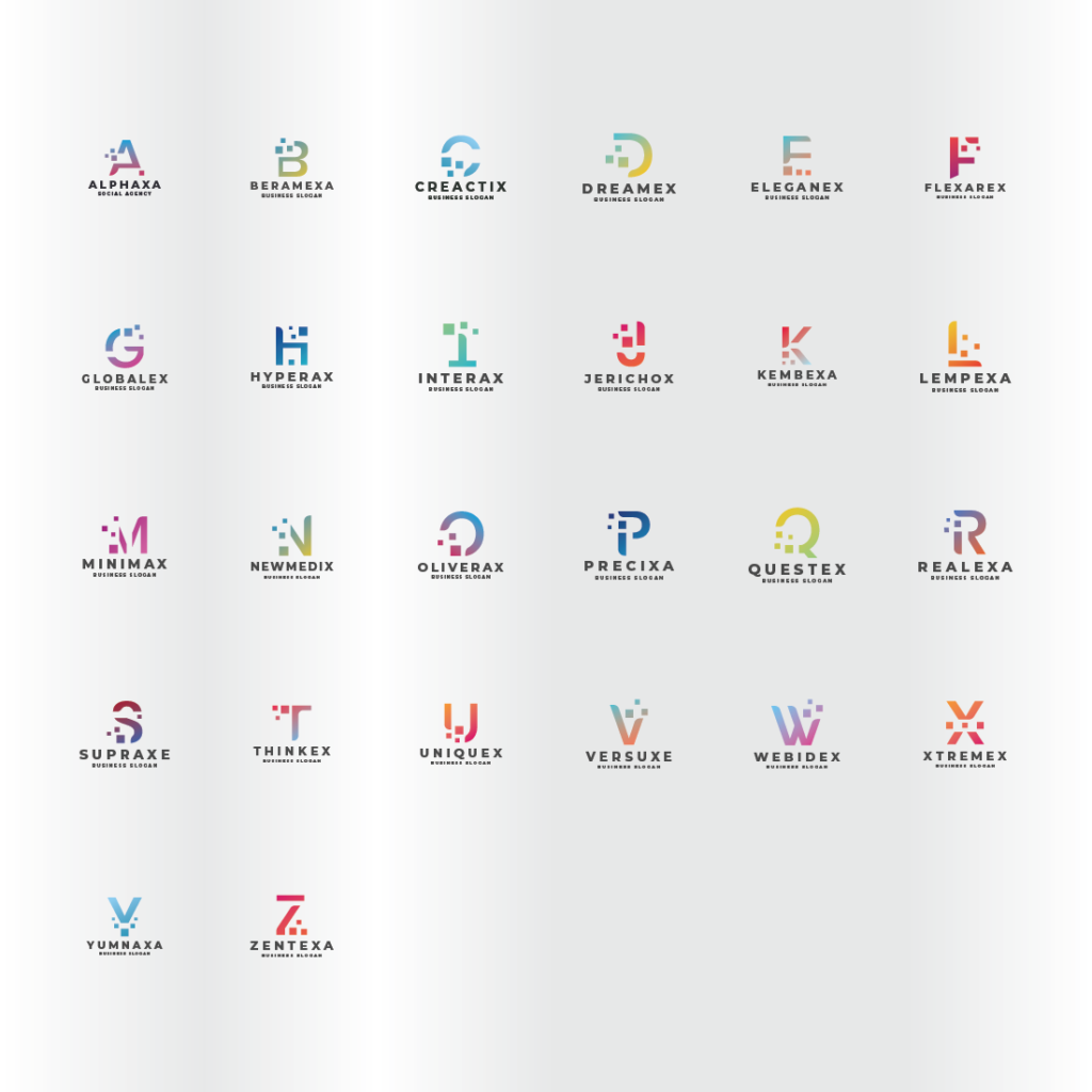 26 Pixel Letter All in One Logos Vector Template - MasterBundles