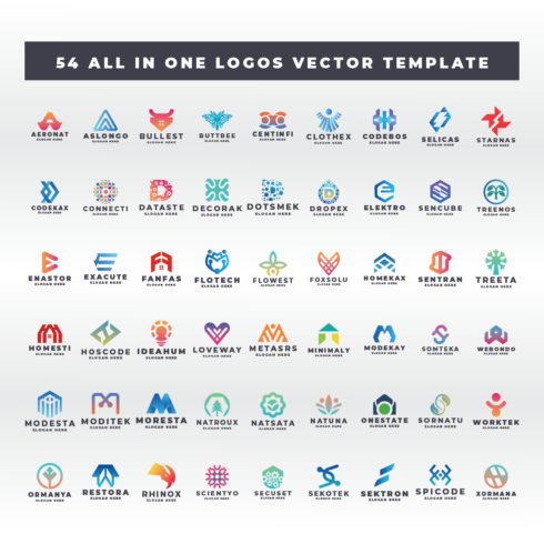54 All in One Logos Vector Template cover image.