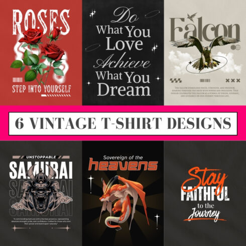 Retro SVG Bundle: 6 Vintage T-Shirt Designs cover image.