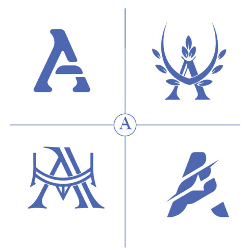 A Letter Logo Bundle – 4 Modern Alphabet Logo Designs for Business, Branding, and Creative Identity cover image.
