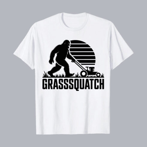 Grasssquatch Funny Lawn Care Bigfoot Illustration PNG EPS 10 Love T shirt Design cover image.