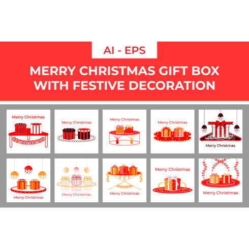 Merry Christmas Gift Box with Festive Decoration cover image.