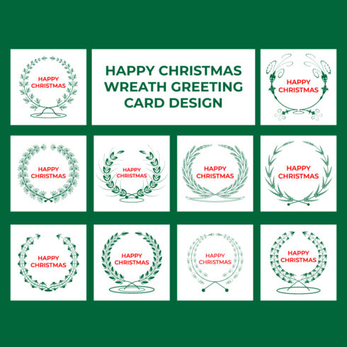 Happy Christmas Wreath Greeting Card Design cover image.