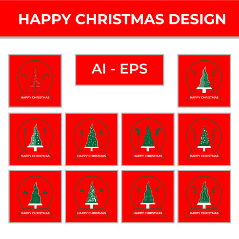 Happy Christmas Snow Globe with Stylized Tree Design cover image.