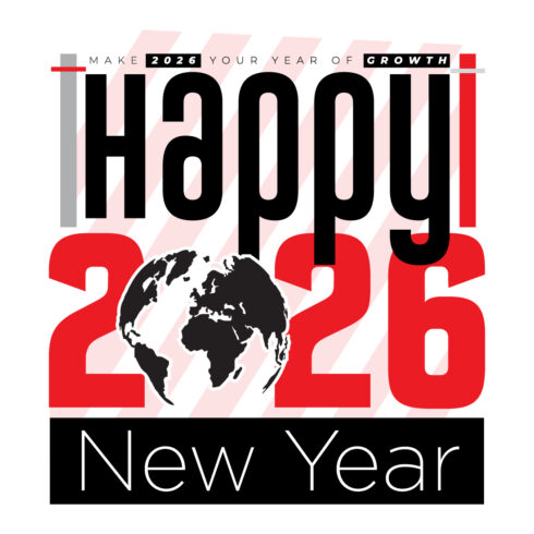 Happy New Year 2026 – Modern Typography T-Shirt Design | Trendy Apparel Design cover image.