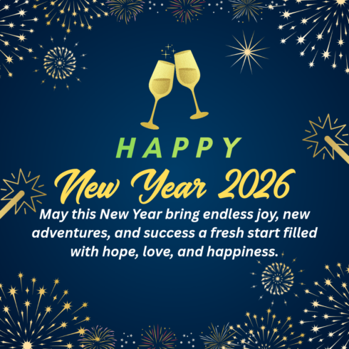 Happy New Year 2026 Celebration Fireworks Design cover image.