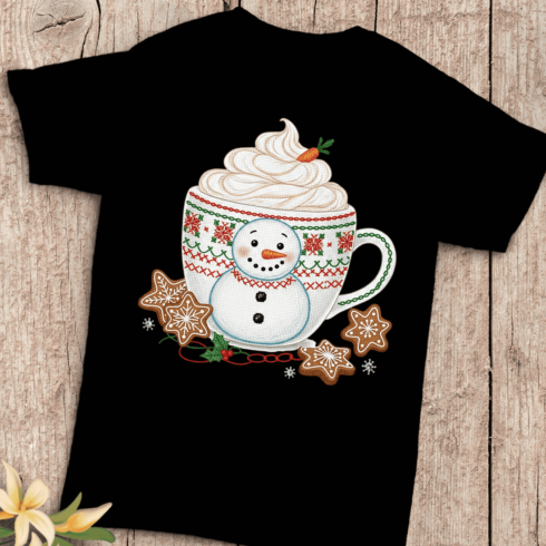 Snowman Mug PNG - Cross Stitch T-Shirt Design cover image.