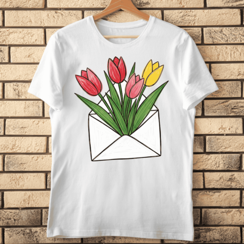 Tulip Flower Mail PNG T-Shirt Design cover image.