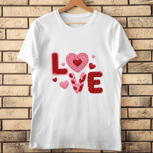 Knitting Effect LOVE Word PNG for Valentine's Day T-Shirt Design cover image.