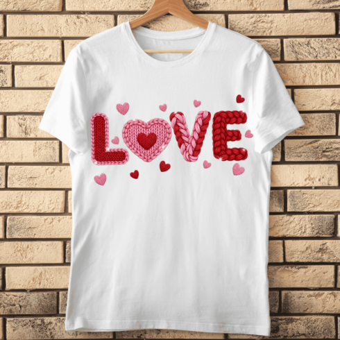 LOVE Knitted Romantic PNG T-Shirt Design cover image.