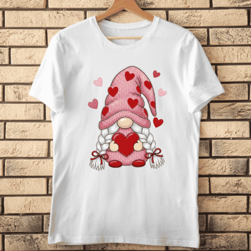 Adorable Gnome for Valentine’s Day & Love T-Shirt Design cover image.