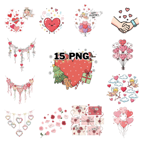Whimsical Valentine's Day Sublimation Clipart Bundle cover image.