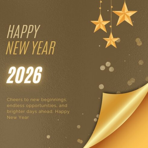 Happy new year greeting card cover image.