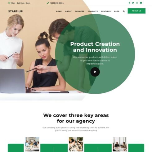 Start-Up Agency Website Template cover image.