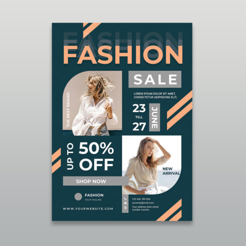 Chic Women’s Fashion Sale Flyer Template 50% Off cover image.