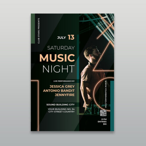Saturday Music Night Club Event Flyer Template cover image.