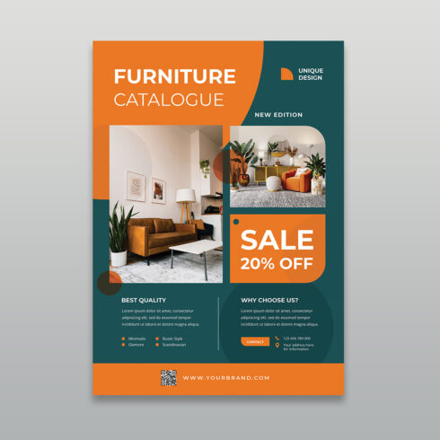 Modern Furniture Catalogue and Sale Flyer Template cover image.