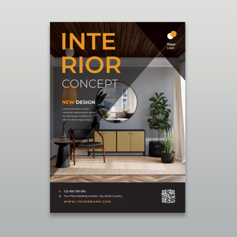 Minimalist Interior Concept & Living Room Flyer Template cover image.