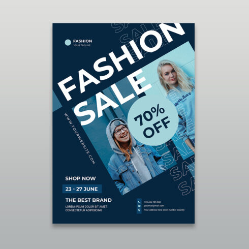 Stylish Fashion Sale Flyer Template with 70% Discount cover image.