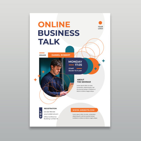 Modern Online Business Talk & Webinar Event Flyer Template cover image.