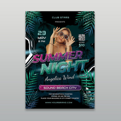 Tropical Summer Night Party Flyer Template cover image.