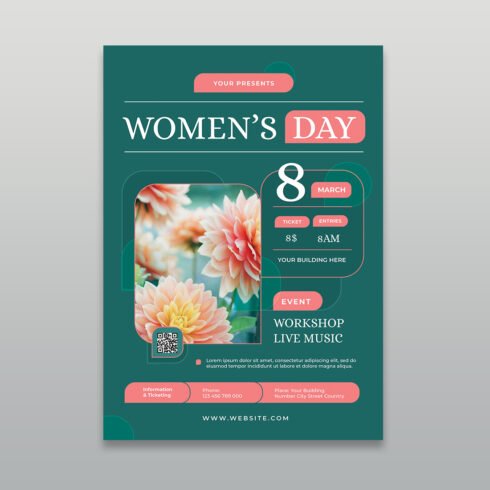 International Women’s Day Event & Workshop Flyer Template cover image.