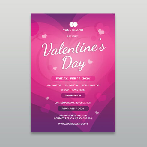 Romantic Valentine’s Day Party Event Flyer Template cover image.