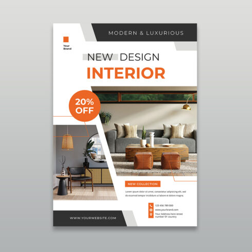 Modern Luxurious Interior Design & Furniture Flyer cover image.