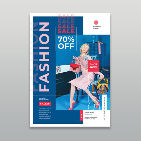 Trendy Fashion Store Sale & 70% Discount Flyer Template cover image.