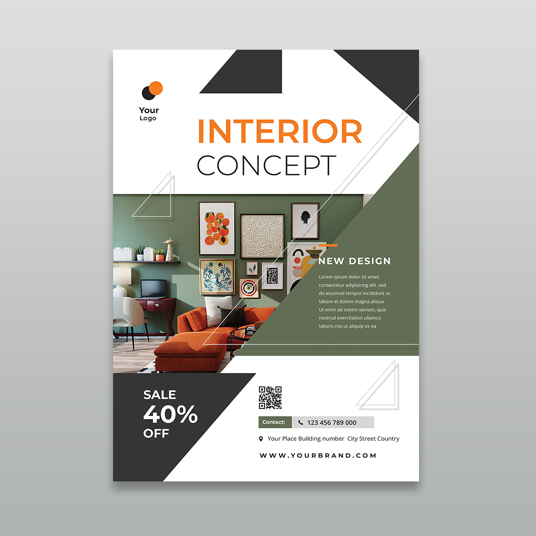 Interior Design Concept & Home Furniture Flyer Template - MasterBundles