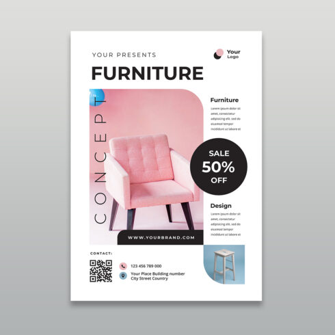 Modern Furniture Sale Flyer Minimalist Pink Concept cover image.