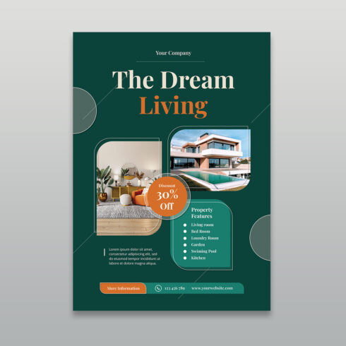 Property Flyer Property Sale The Dream Living Template cover image.
