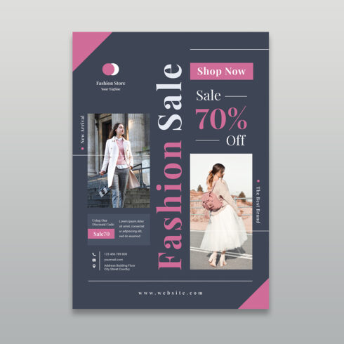 Elegant Boutique Fashion Sale Flyer Template 70% Off cover image.