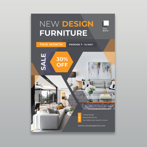 Modern Furniture Sale & Home Interior Flyer Template cover image.