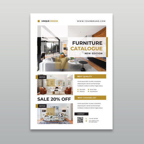 Modern Minimalist Furniture Catalog Flyer A4 Template cover image.
