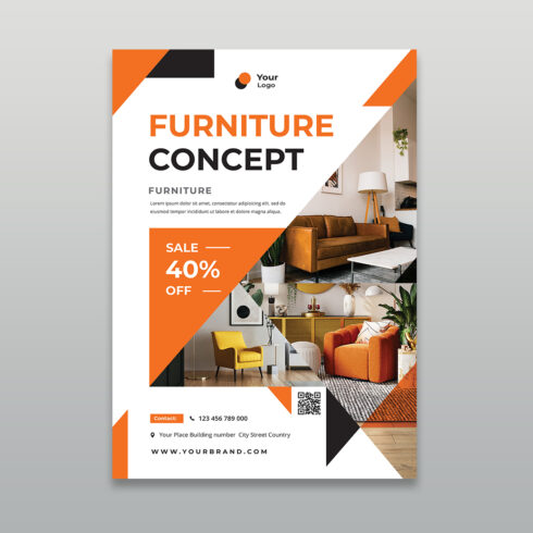 Orange Furniture Concept & Interior Promotion Flyer cover image.