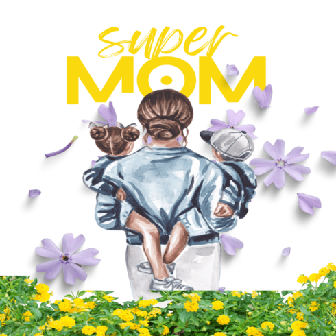 Super Mom Watercolor PNG Clipart cover image.