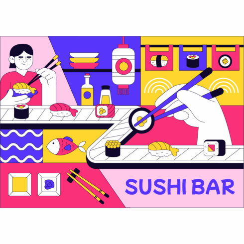 10 Sushi Bar Illustration cover image.