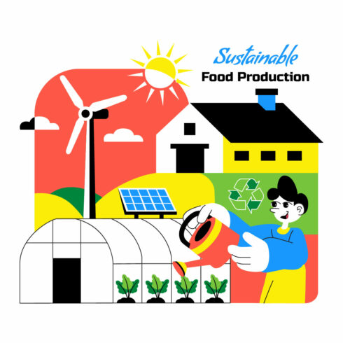 10 Sustainable Food Production Illustration cover image.