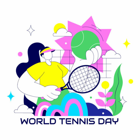 10 World Tennis Day Illustration cover image.
