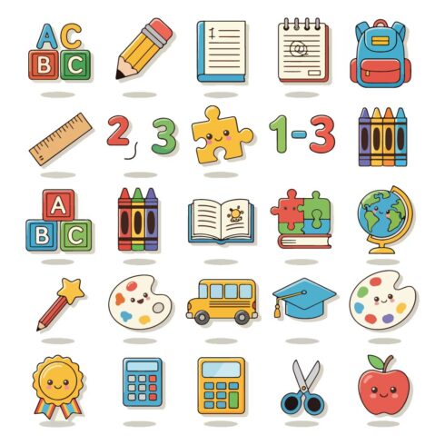 education icons set bundle cover image.