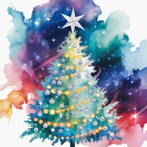 Watercolor Colorful Christmas Background cover image.