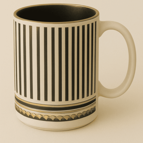 “Elegant Offwhite ,Gold & Black Accent Coffee Mug Duo” cover image.