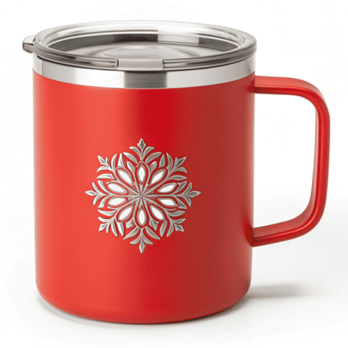 “Insulated Bright Red & Silver Twin Coffee Mug Mockups” cover image.